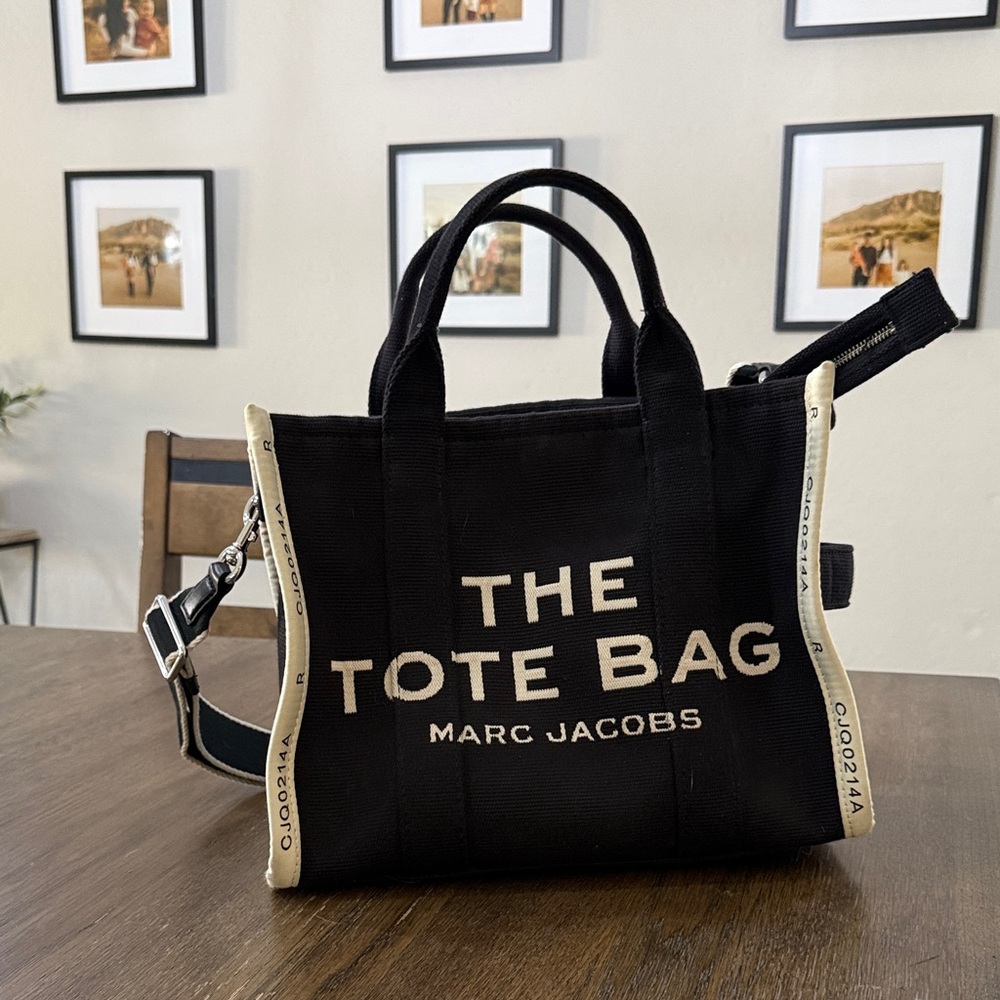 Marc Jacobs Black and Cream Canvas Tote